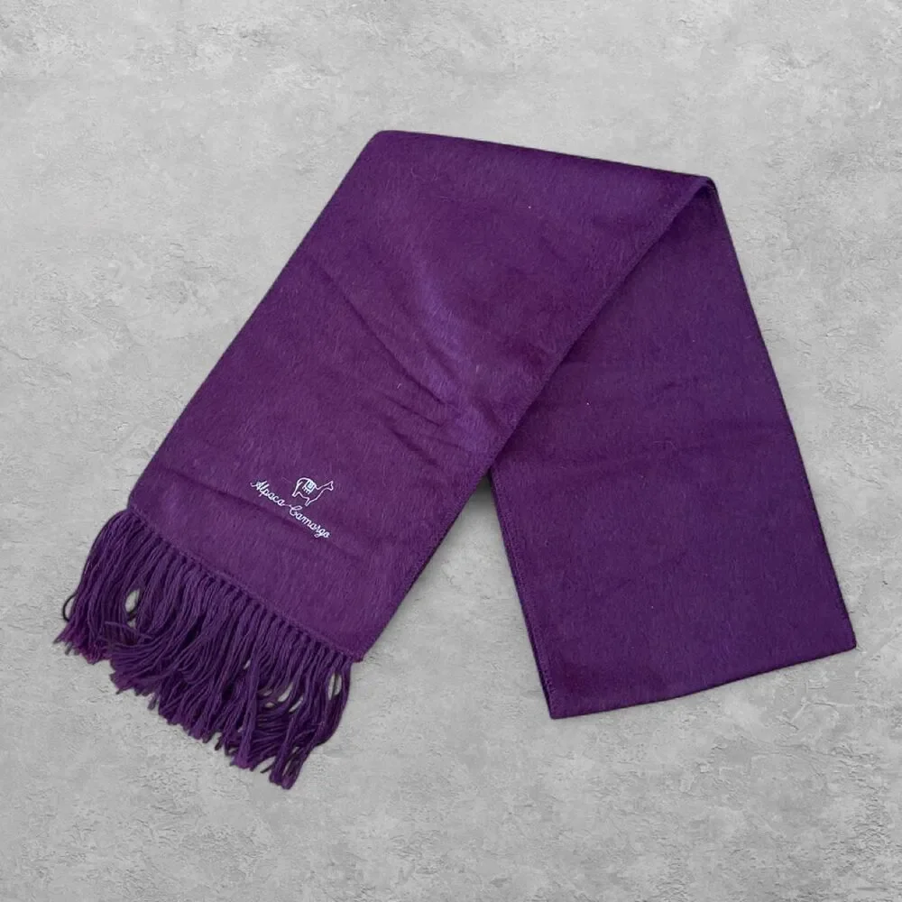 Alpaca Camargo Rectangular Fringe Scarf Purple
